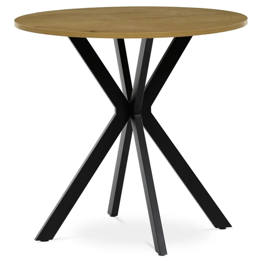 HT-F4108 OAK - Kulatý jídelní stůl 80x80cm, mdf, divoký dub, HT-F4108 OAK