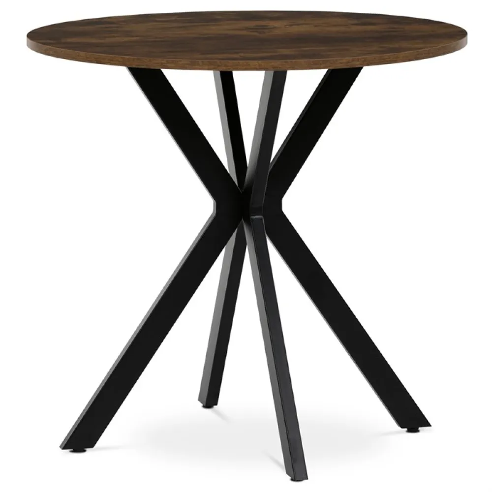 HT-F4108 OLW - Kulatý jídelní stůl 80x80cm, mdf, old wood, HT-F4108 OLW