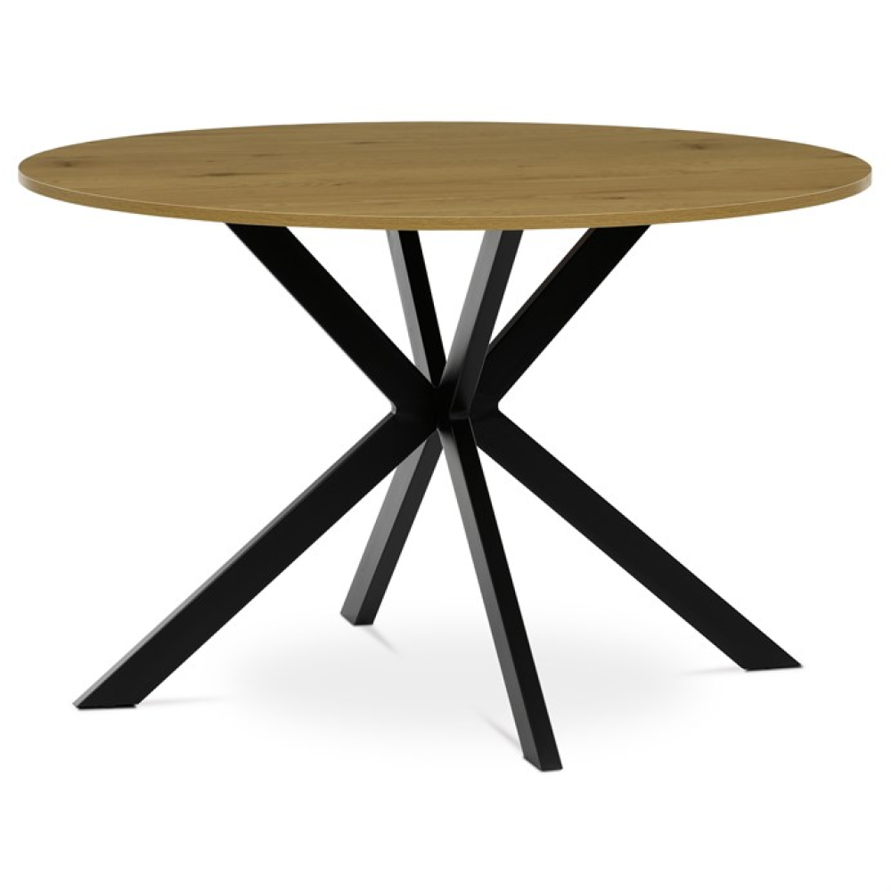 HT-F4120 OAK - Kulatý jídelní stůl 120x120cm, mdf, divoký dub, HT-F4120 OAK