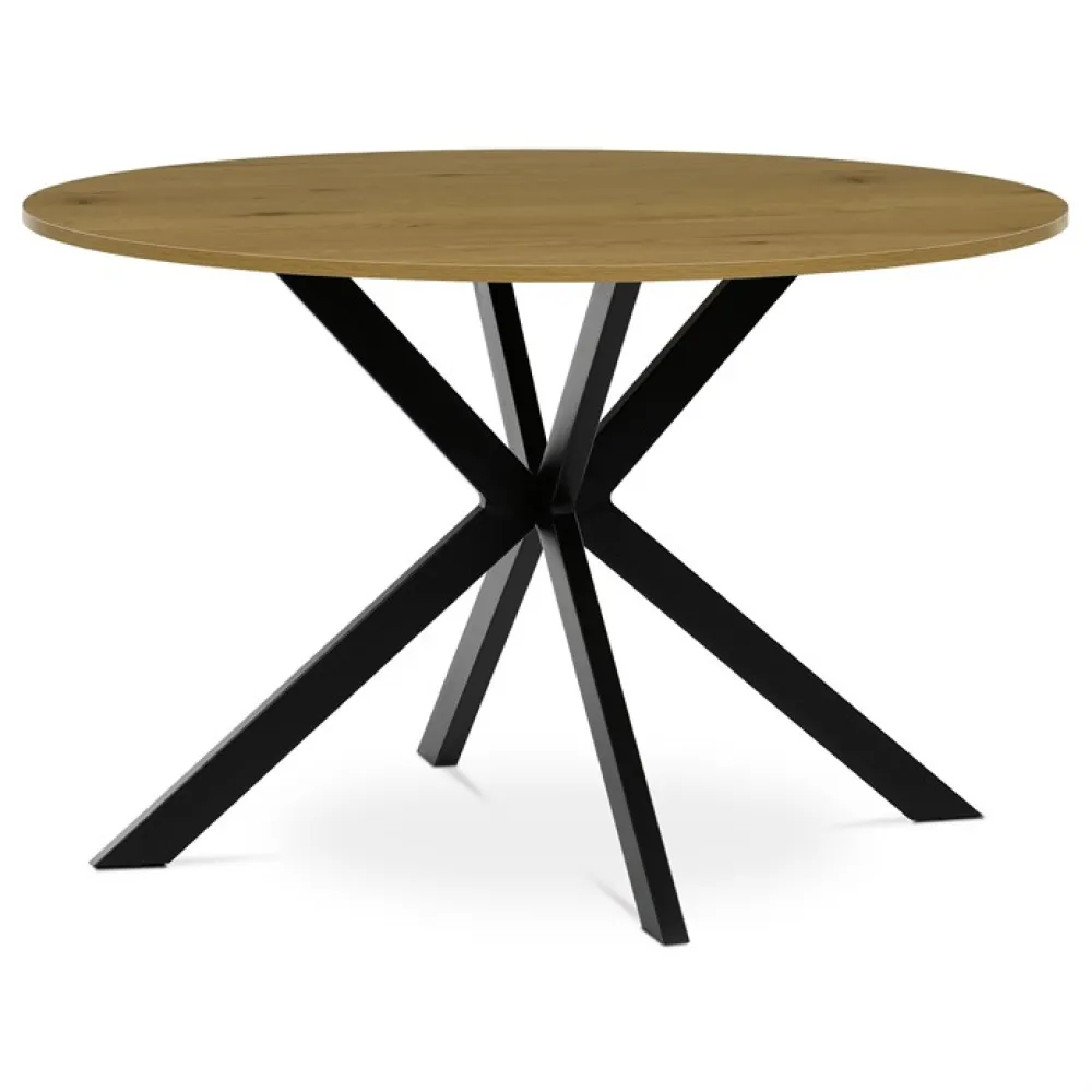 HT-F4120 OAK - Kulatý jídelní stůl 120x120cm, mdf, divoký dub, HT-F4120 OAK