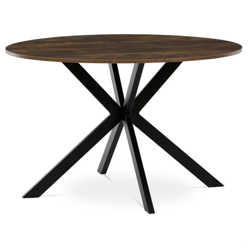HT-F4120 OLW - Kulatý jídelní stůl 120x120cm, mdf, old wood, HT-F4120 OLW
