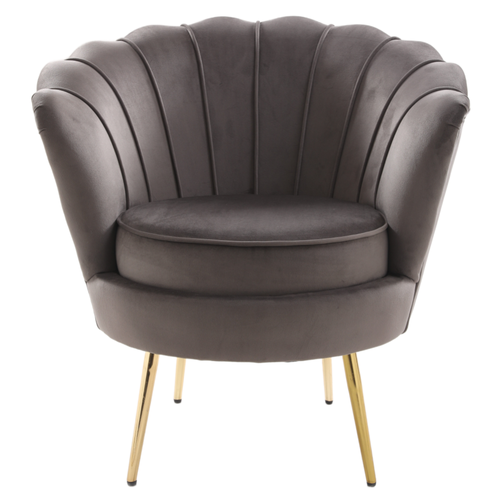 Křeslo ve stylu Art-deco, šedohnědá Velvet látka/gold chrom zlatý, NOBLEO