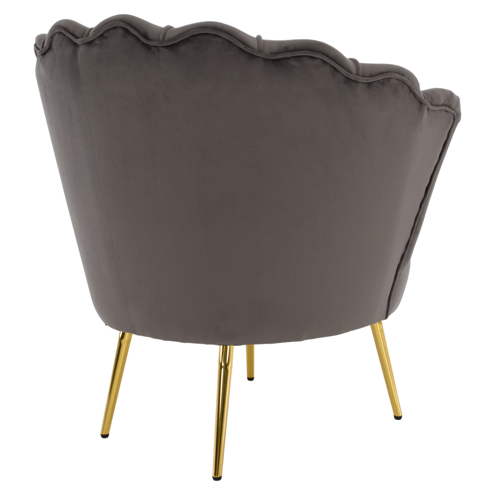 Křeslo ve stylu Art-deco, šedohnědá Velvet látka/gold chrom zlatý, NOBLEO