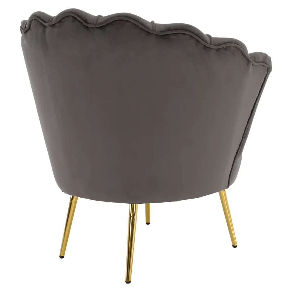 Křeslo ve stylu Art-deco, šedohnědá Velvet látka/gold chrom zlatý, NOBLEO