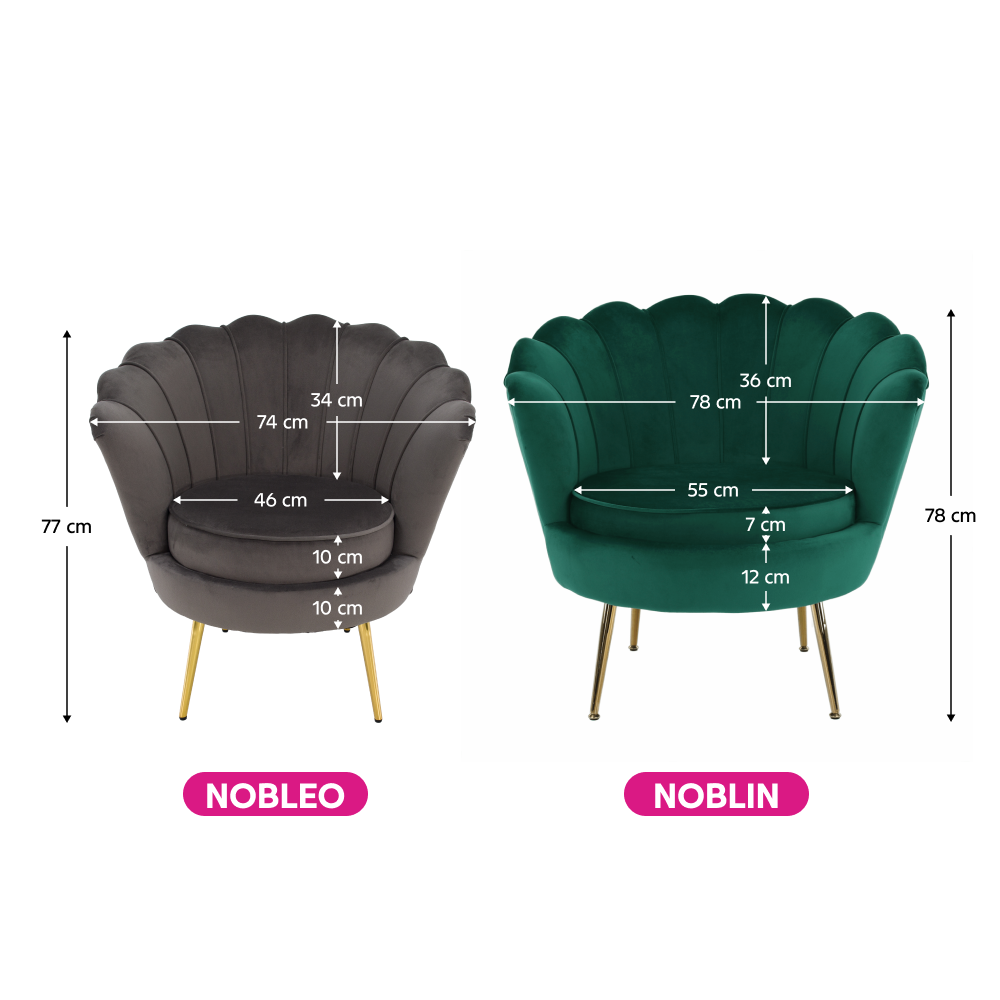 Křeslo ve stylu Art-deco, šedohnědá Velvet látka/gold chrom zlatý, NOBLEO