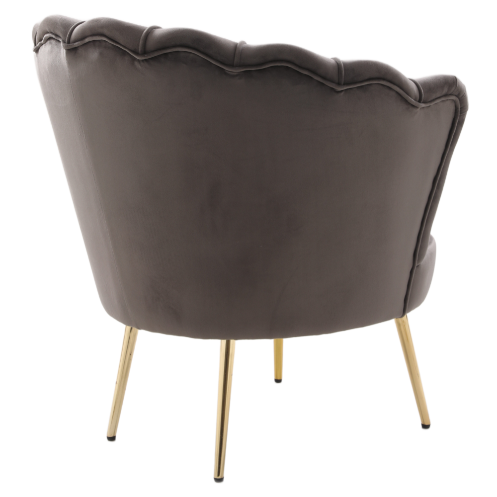 Křeslo ve stylu Art-deco, šedohnědá Velvet látka/gold chrom zlatý, NOBLEO