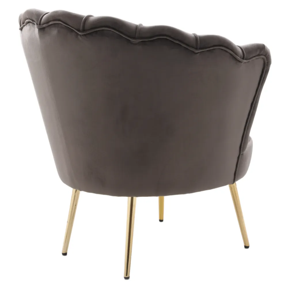 Křeslo ve stylu Art-deco, šedohnědá Velvet látka/gold chrom zlatý, NOBLEO