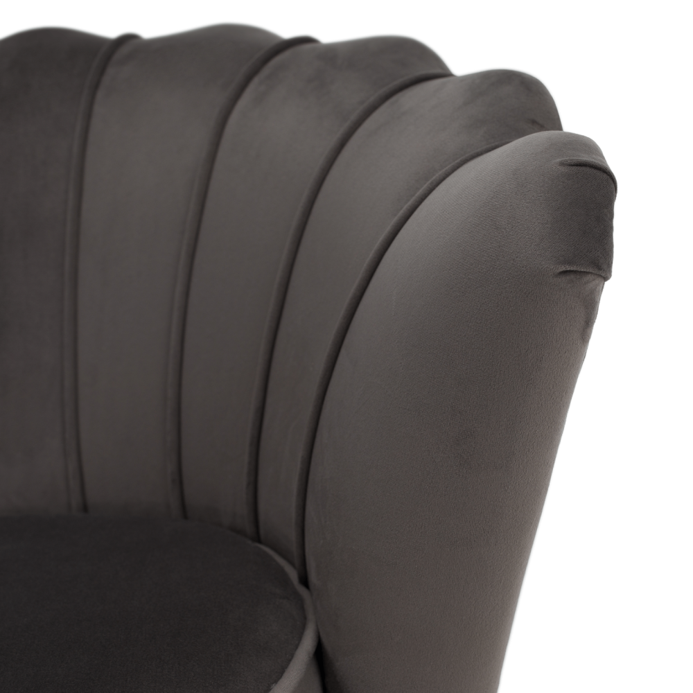 Křeslo ve stylu Art-deco, šedohnědá Velvet látka/gold chrom zlatý, NOBLEO