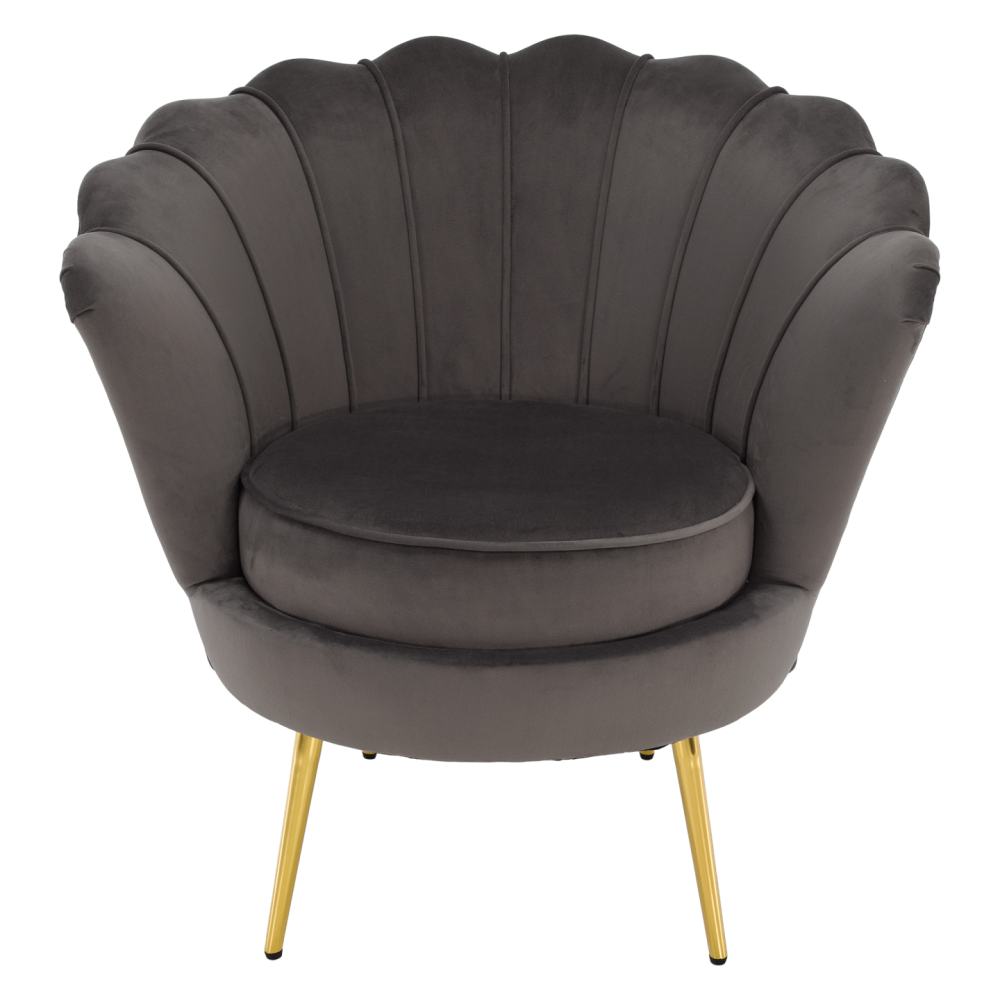 Křeslo ve stylu Art-deco, šedohnědá Velvet látka/gold chrom zlatý, NOBLEO