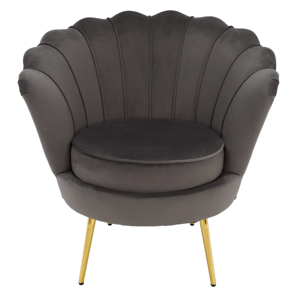 Křeslo ve stylu Art-deco, šedohnědá Velvet látka/gold chrom zlatý, NOBLEO