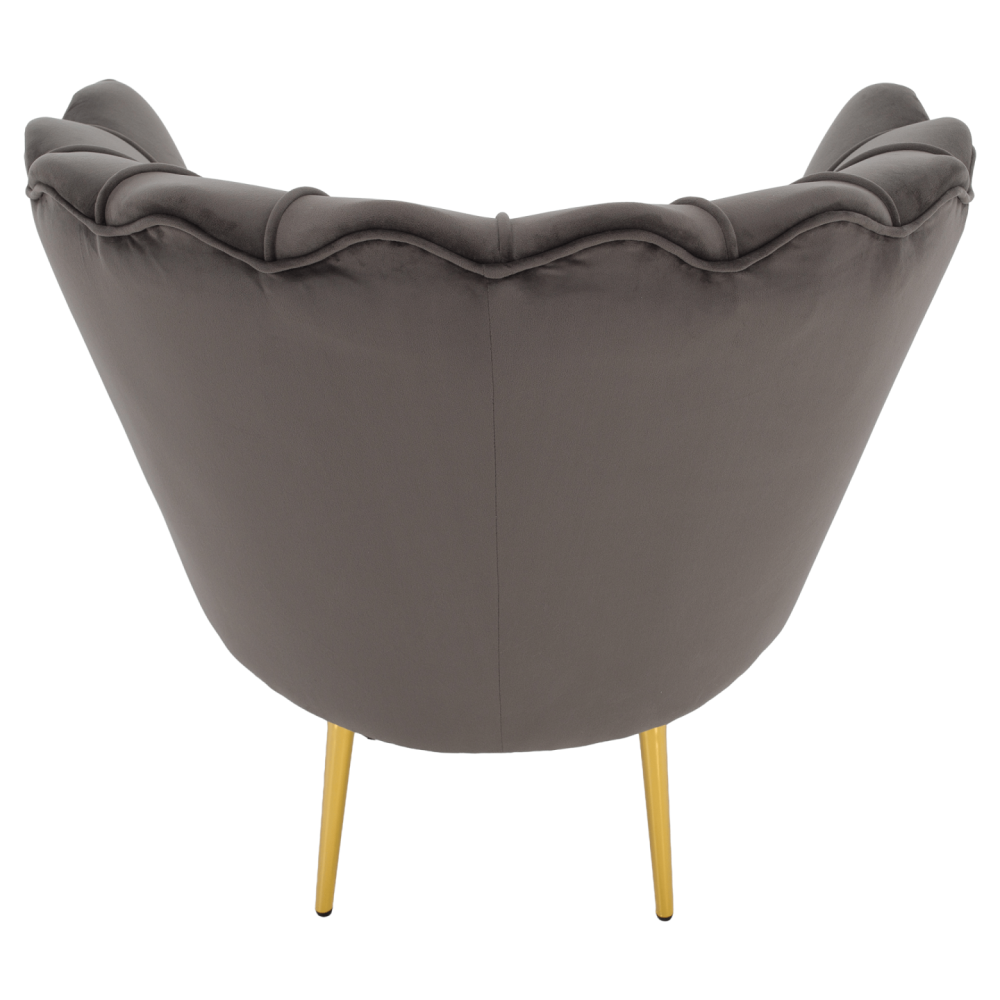 Křeslo ve stylu Art-deco, šedohnědá Velvet látka/gold chrom zlatý, NOBLEO