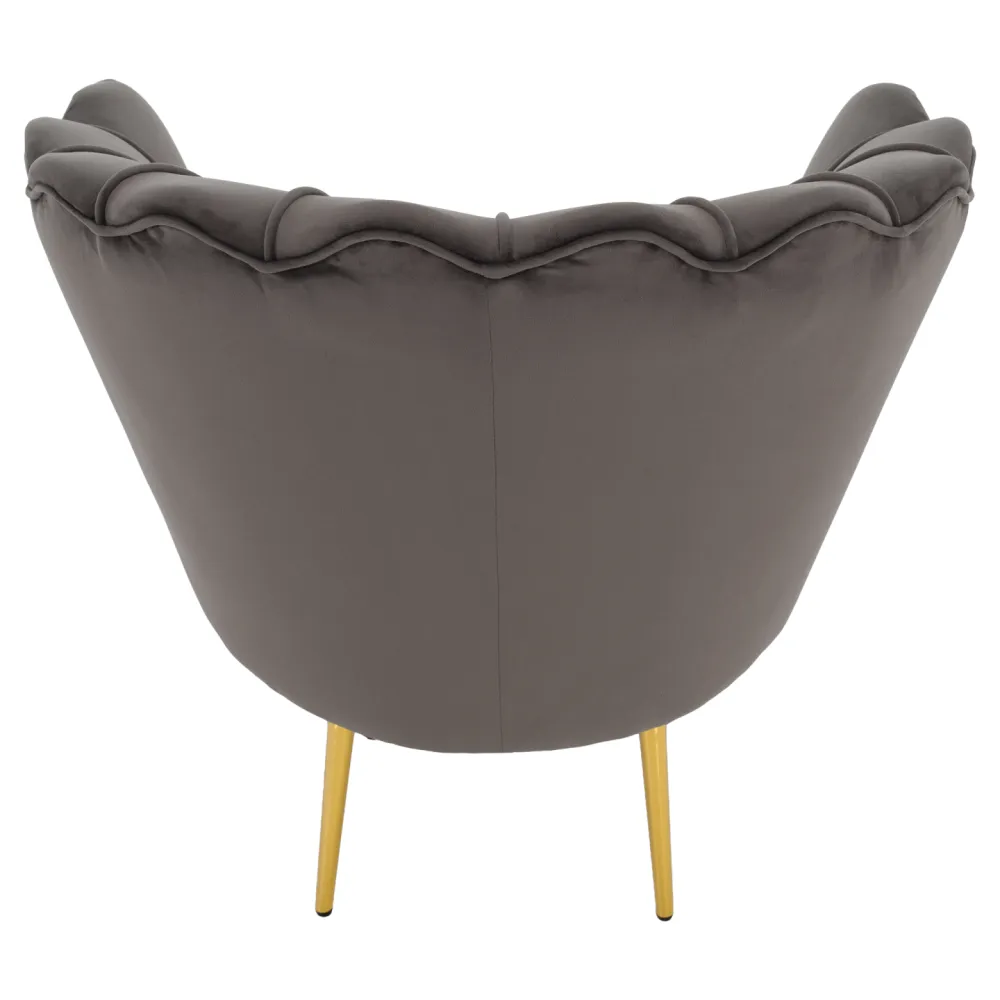 Křeslo ve stylu Art-deco, šedohnědá Velvet látka/gold chrom zlatý, NOBLEO