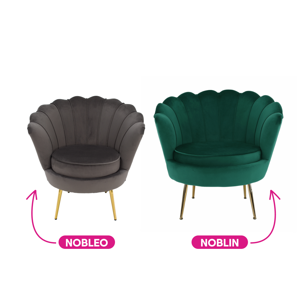 Křeslo ve stylu Art-deco, šedohnědá Velvet látka/gold chrom zlatý, NOBLEO