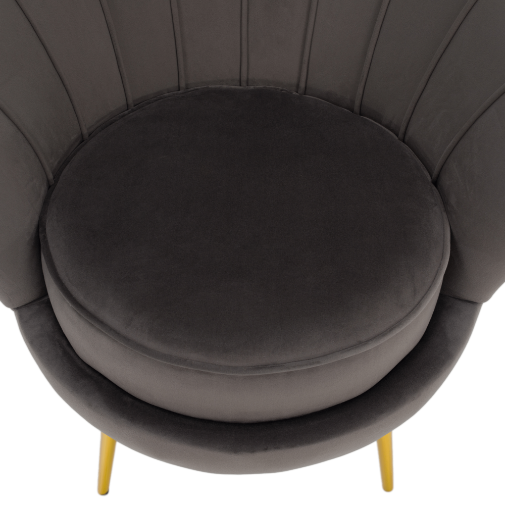 Křeslo ve stylu Art-deco, šedohnědá Velvet látka/gold chrom zlatý, NOBLEO