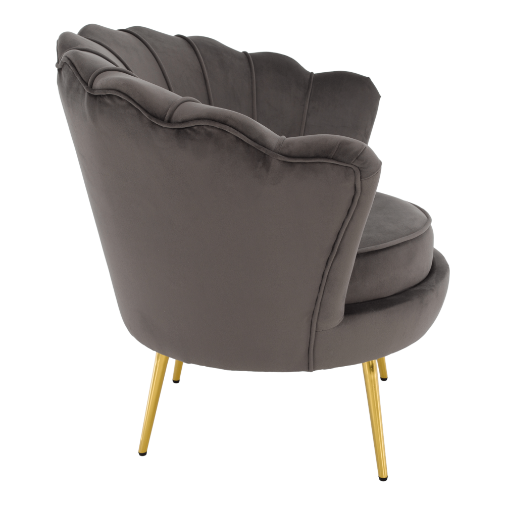 Křeslo ve stylu Art-deco, šedohnědá Velvet látka/gold chrom zlatý, NOBLEO