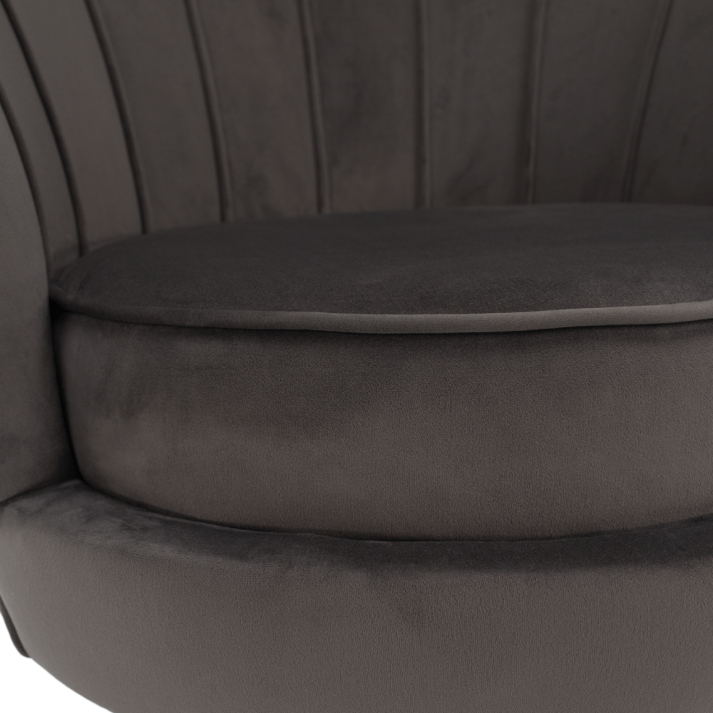 Křeslo ve stylu Art-deco, šedohnědá Velvet látka/gold chrom zlatý, NOBLEO