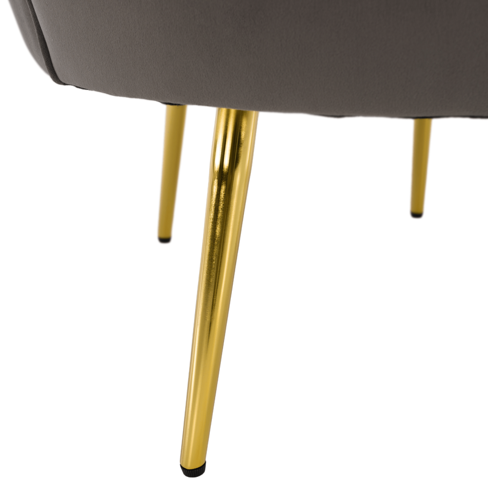 Křeslo ve stylu Art-deco, šedohnědá Velvet látka/gold chrom zlatý, NOBLEO