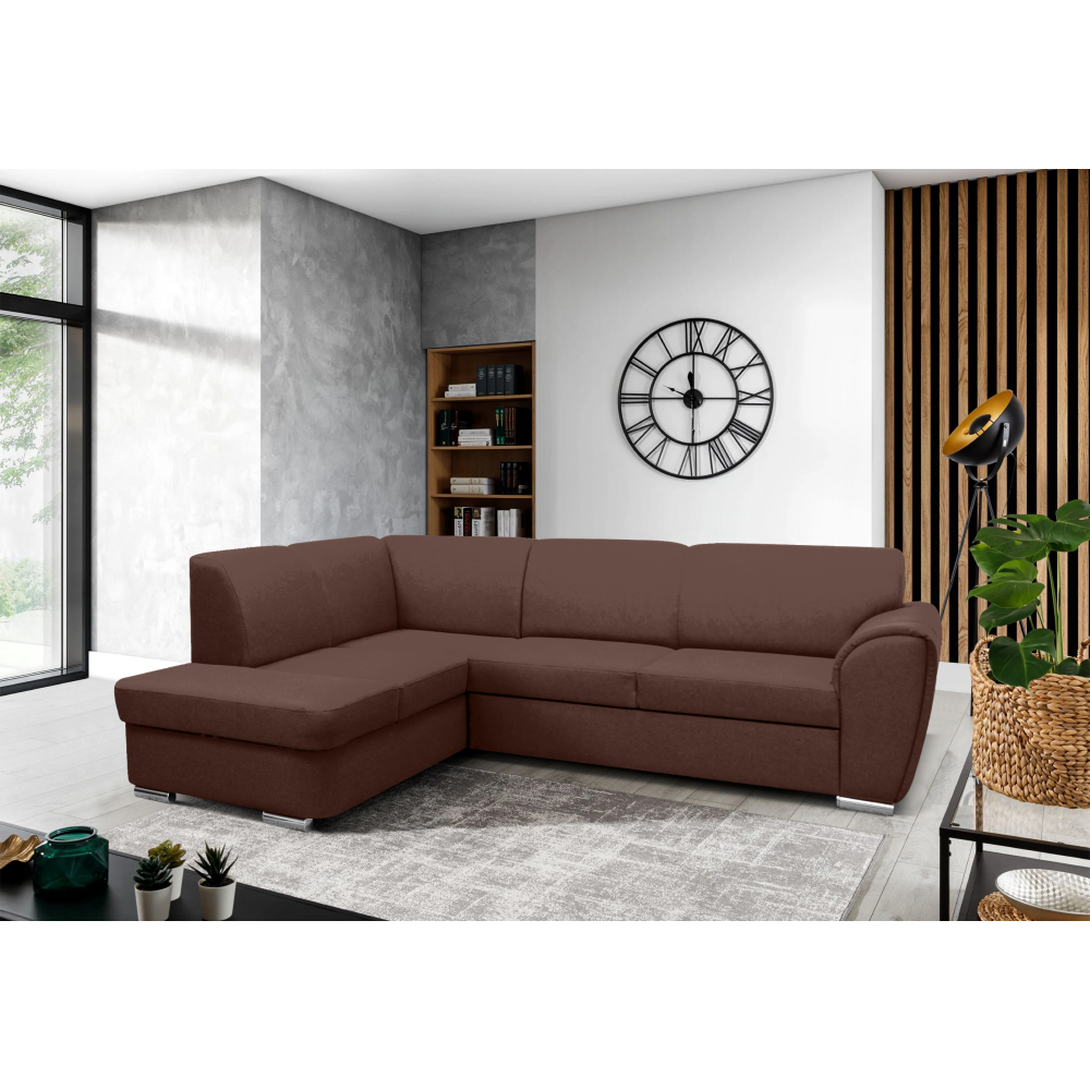 Sedací souprava, látka hnědá, levá, KENAI ROH