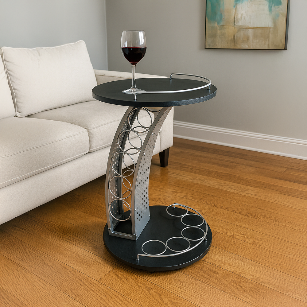 Servírovací vozík, černá/stříbrná, ALADAR NEW