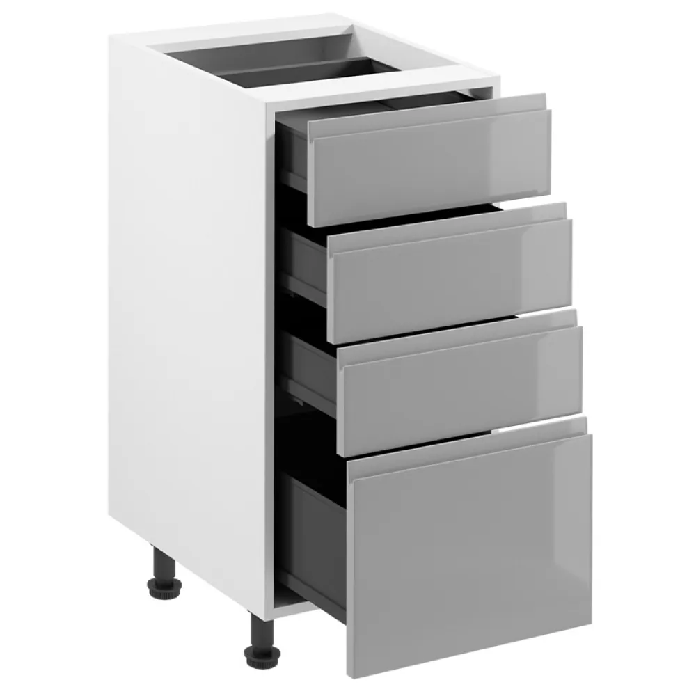 Spodní skříňka, bílá/šedá extra vysoký lesk HG, AURORA D40S4