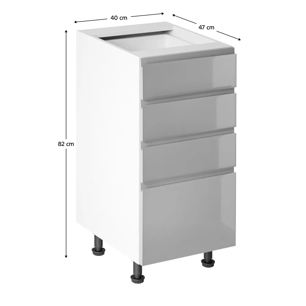 Spodní skříňka, bílá/šedá extra vysoký lesk HG, AURORA D40S4