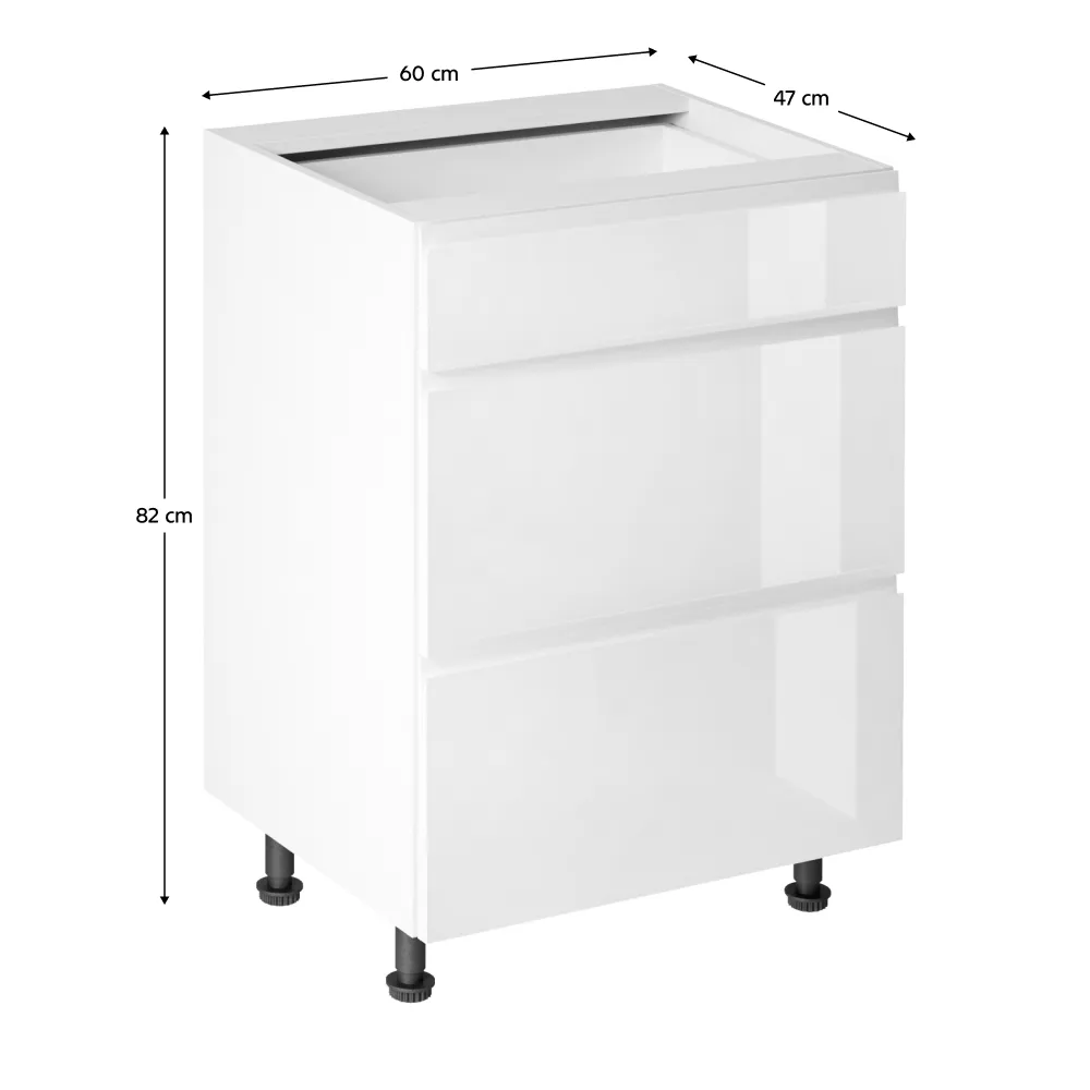 Spodní skříňka, bílá/bílá extra vysoký lesk HG, AURORA D60S3