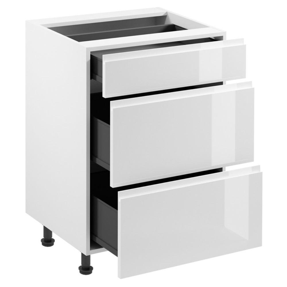 Spodní skříňka, bílá/bílá extra vysoký lesk HG, AURORA D60S3