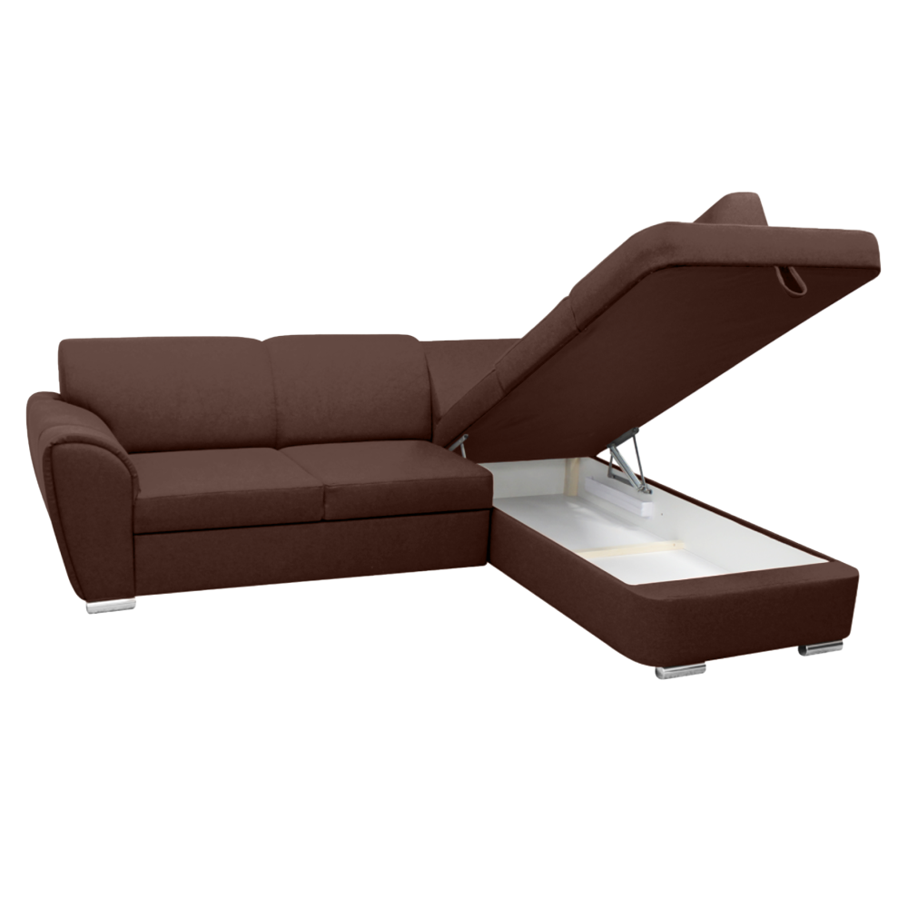 Sedací souprava, látka hnědá, pravá, KENAI ROH