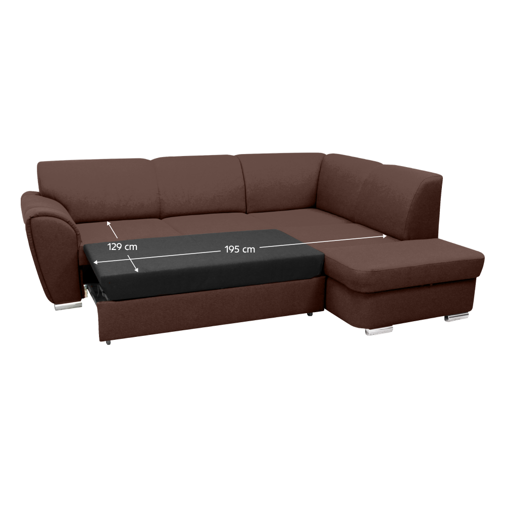 Sedací souprava, látka hnědá, pravá, KENAI ROH