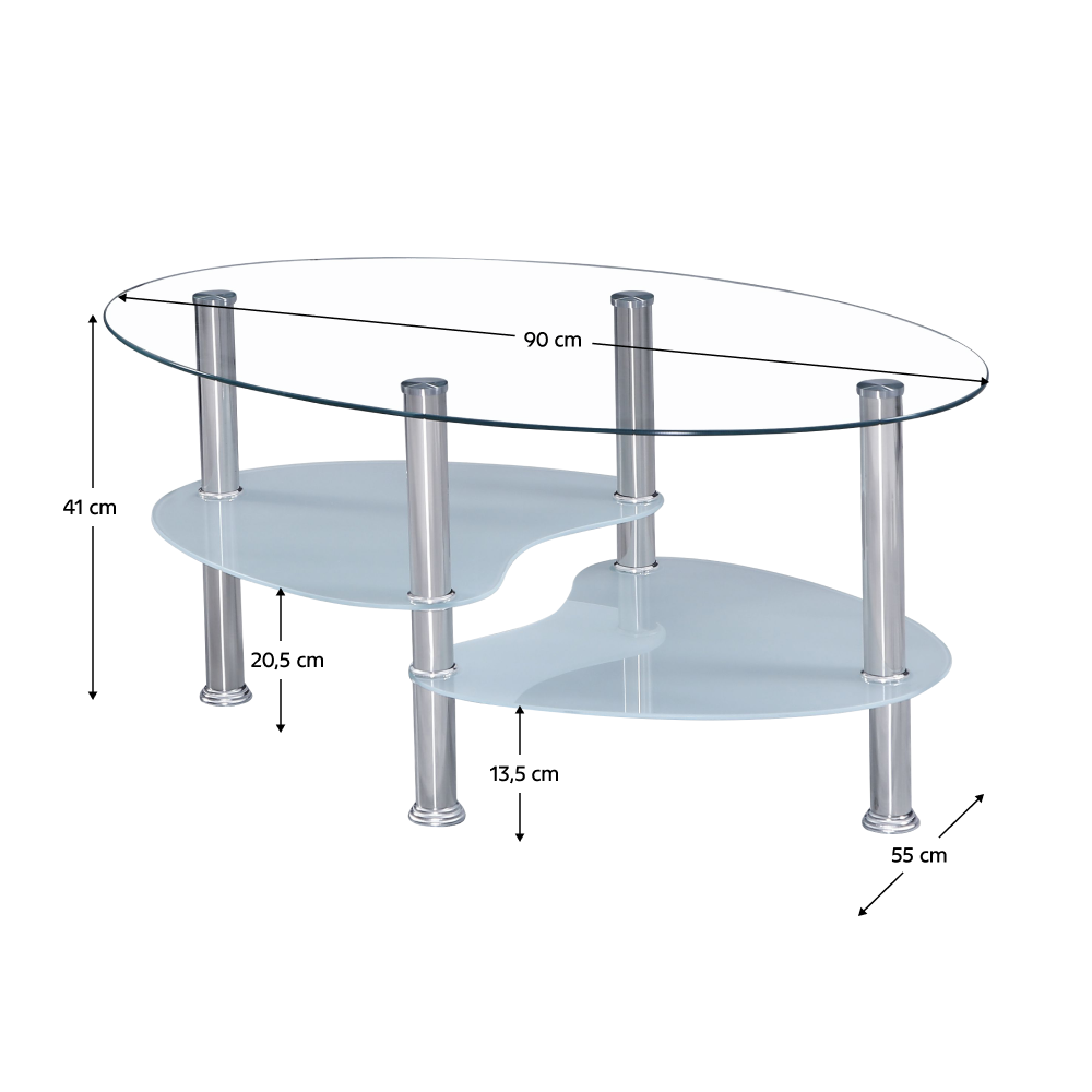 Konferenční stolek, ocel/sklo, WAVE NEW