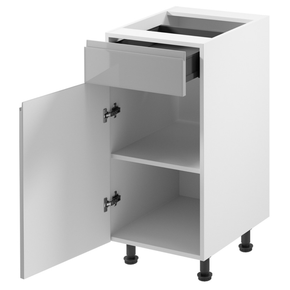 Spodní skříňka, bílá/šedá extra vysoký lesk HG, AURORA D40S1