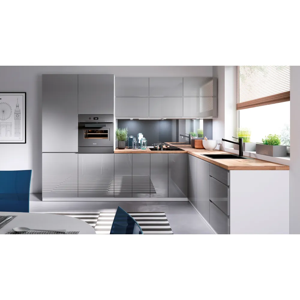 Spodní skříňka, bílá/šedá extra vysoký lesk HG, AURORA D40S1