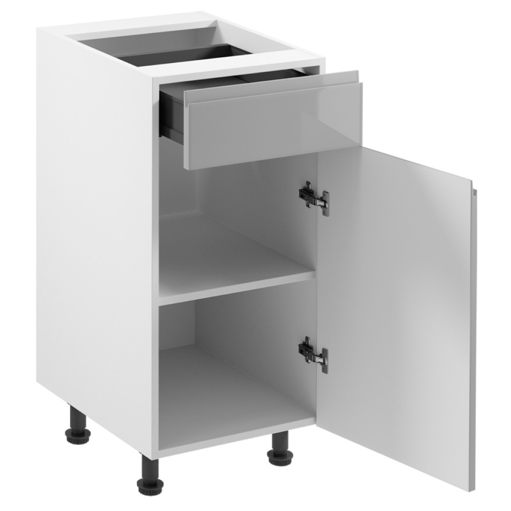 Spodní skříňka, bílá/šedá extra vysoký lesk HG, AURORA D40S1