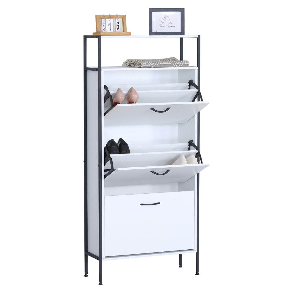 Botník, 3-řadý, bílá, TREDIS