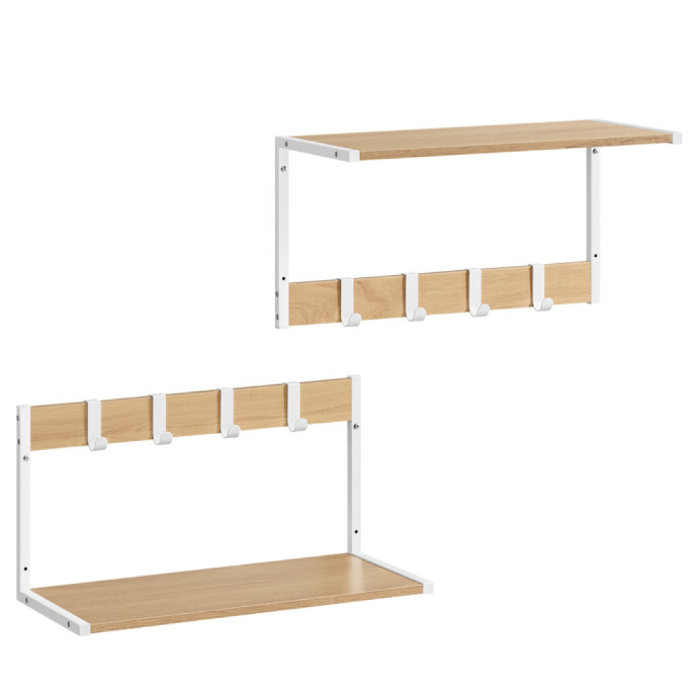 ABP-E1083 WT - Set 2 nástěnných poliček, mdf, béžová, ABP-E1083 WT