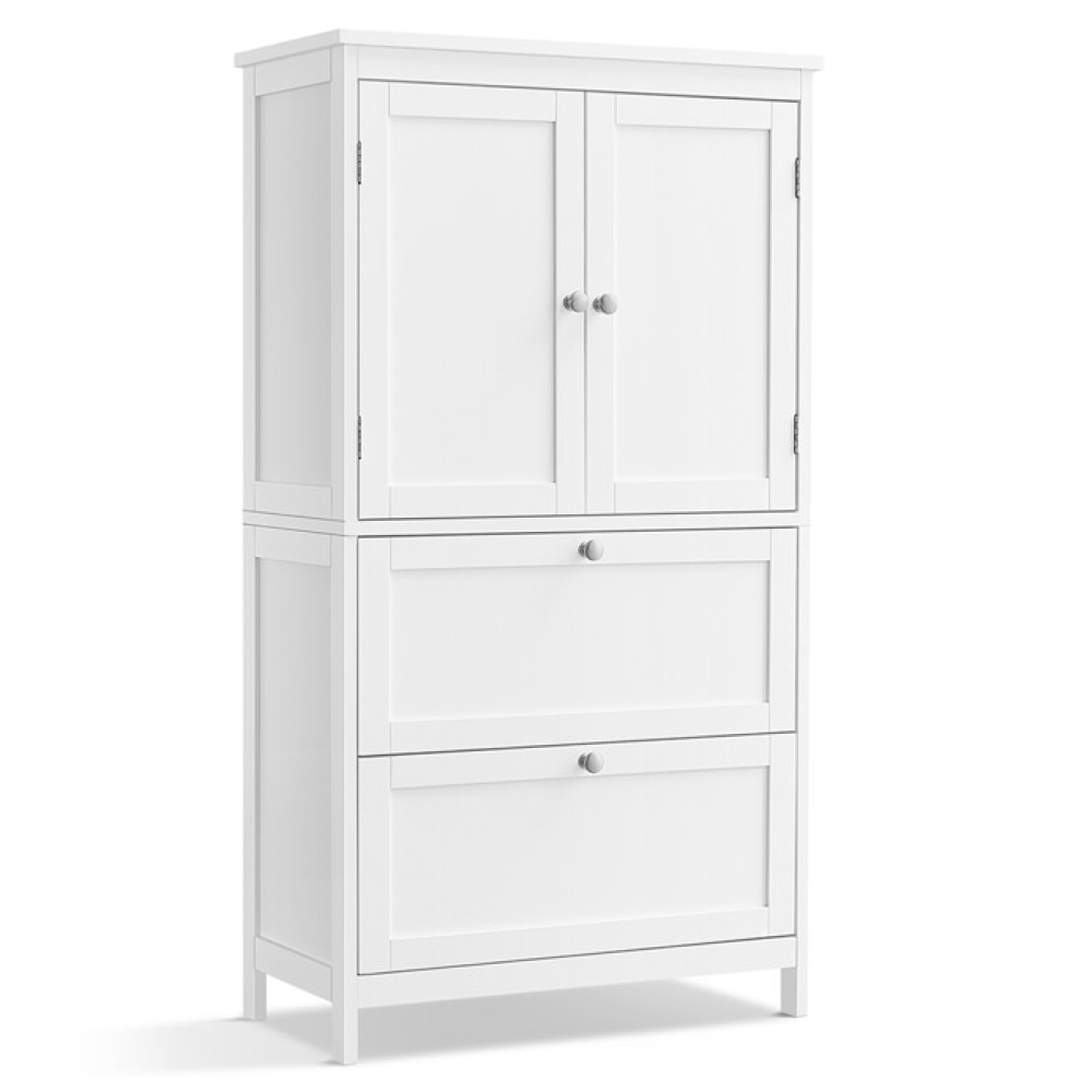 AUK-E1055 WT - Komoda 60x30x110cm, mdf, bílá, AUK-E1055 WT