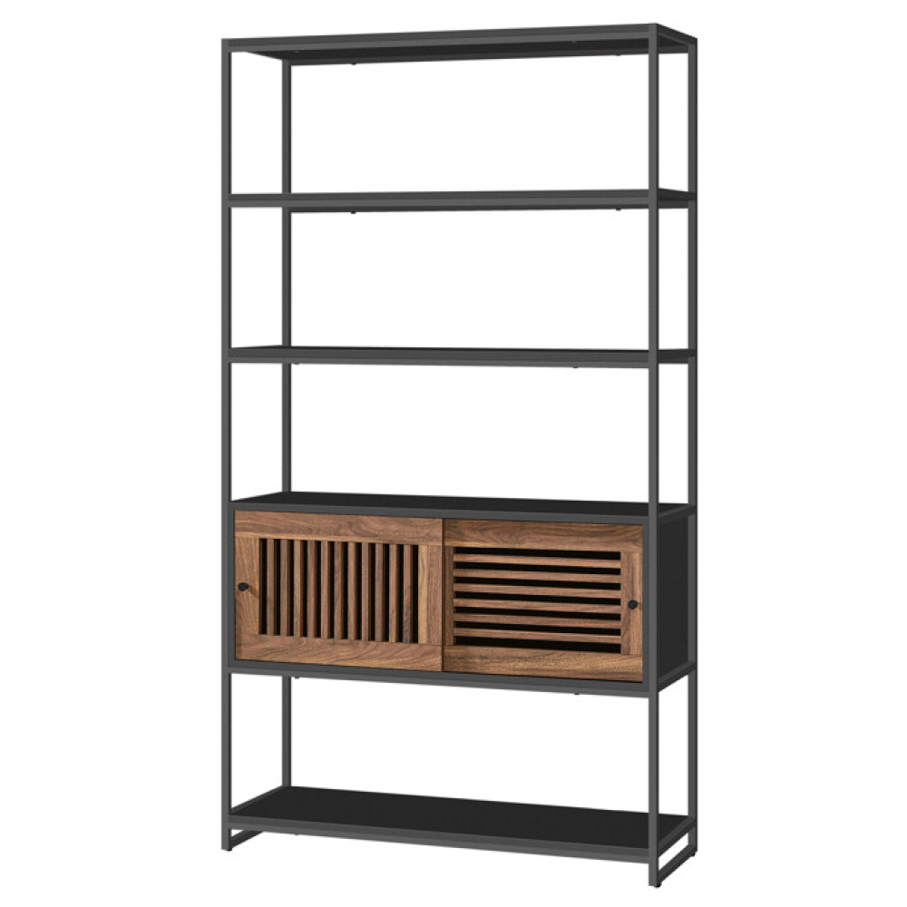 AUR-E1121 BK - Regál, mdf, černá, AUR-E1121 BK