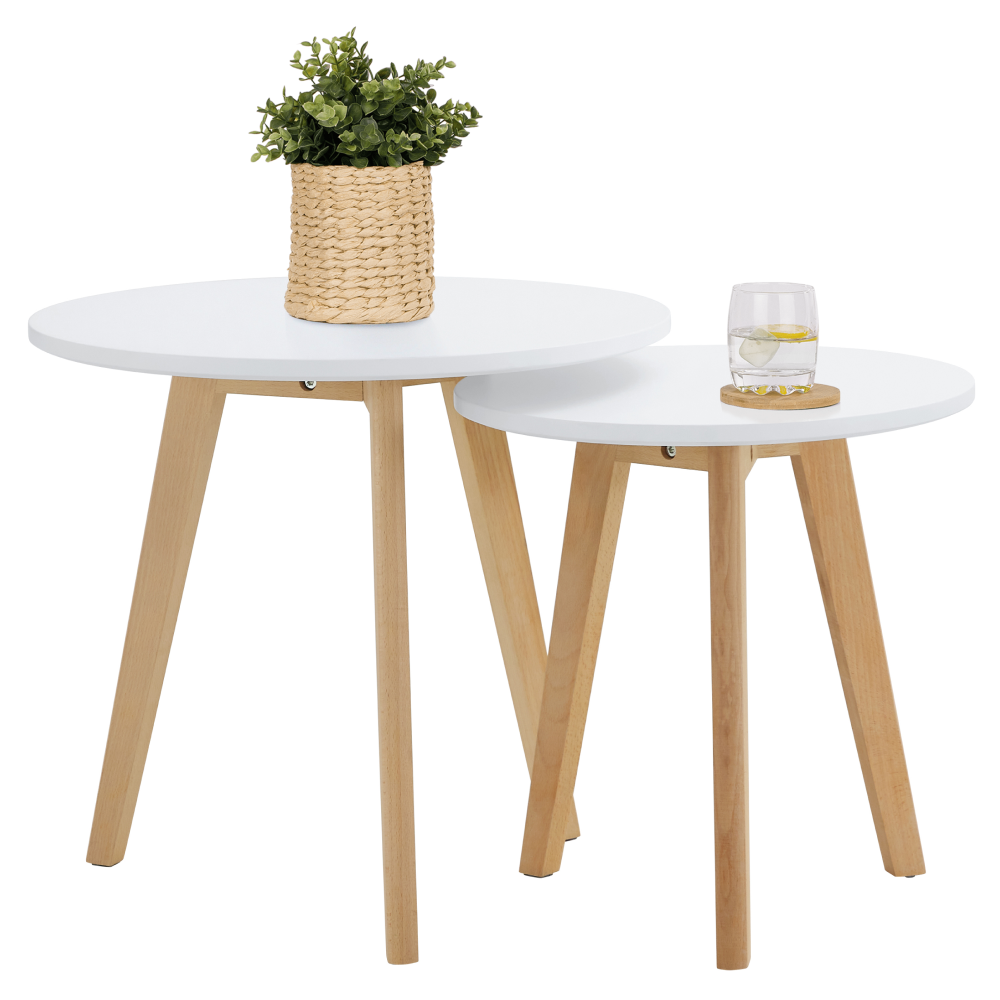 Sada 2 konferenčních stolků, bílá/buk, MALTO 2 NEW