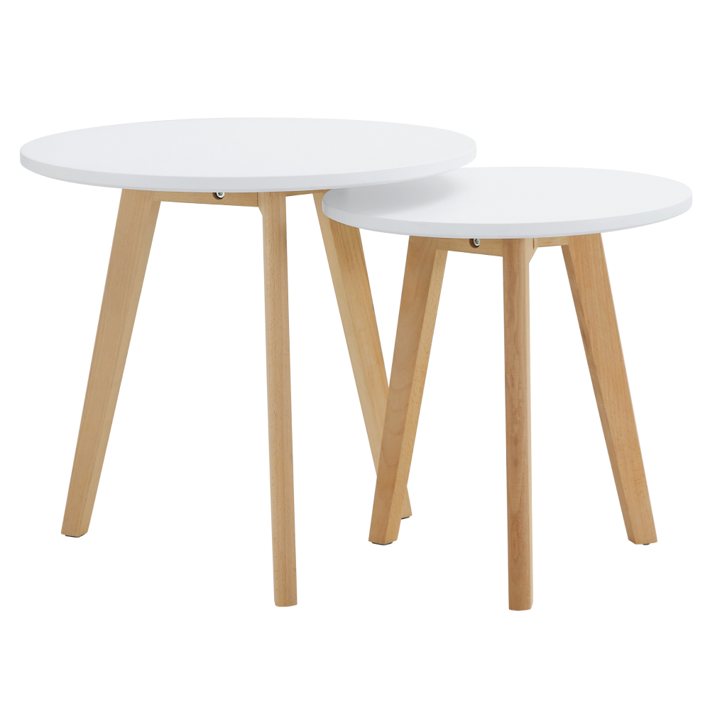 Sada 2 konferenčních stolků, bílá/buk, MALTO 2 NEW