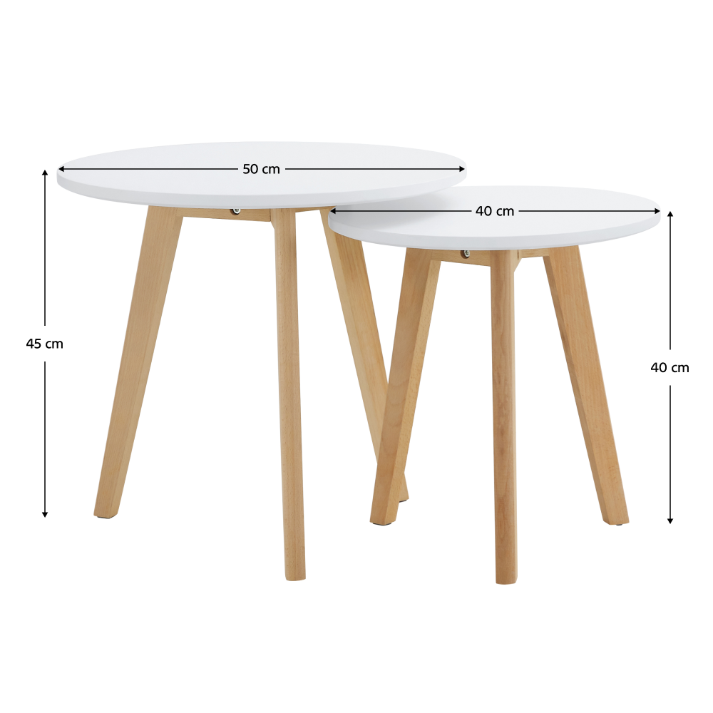 Sada 2 konferenčních stolků, bílá/buk, MALTO 2 NEW