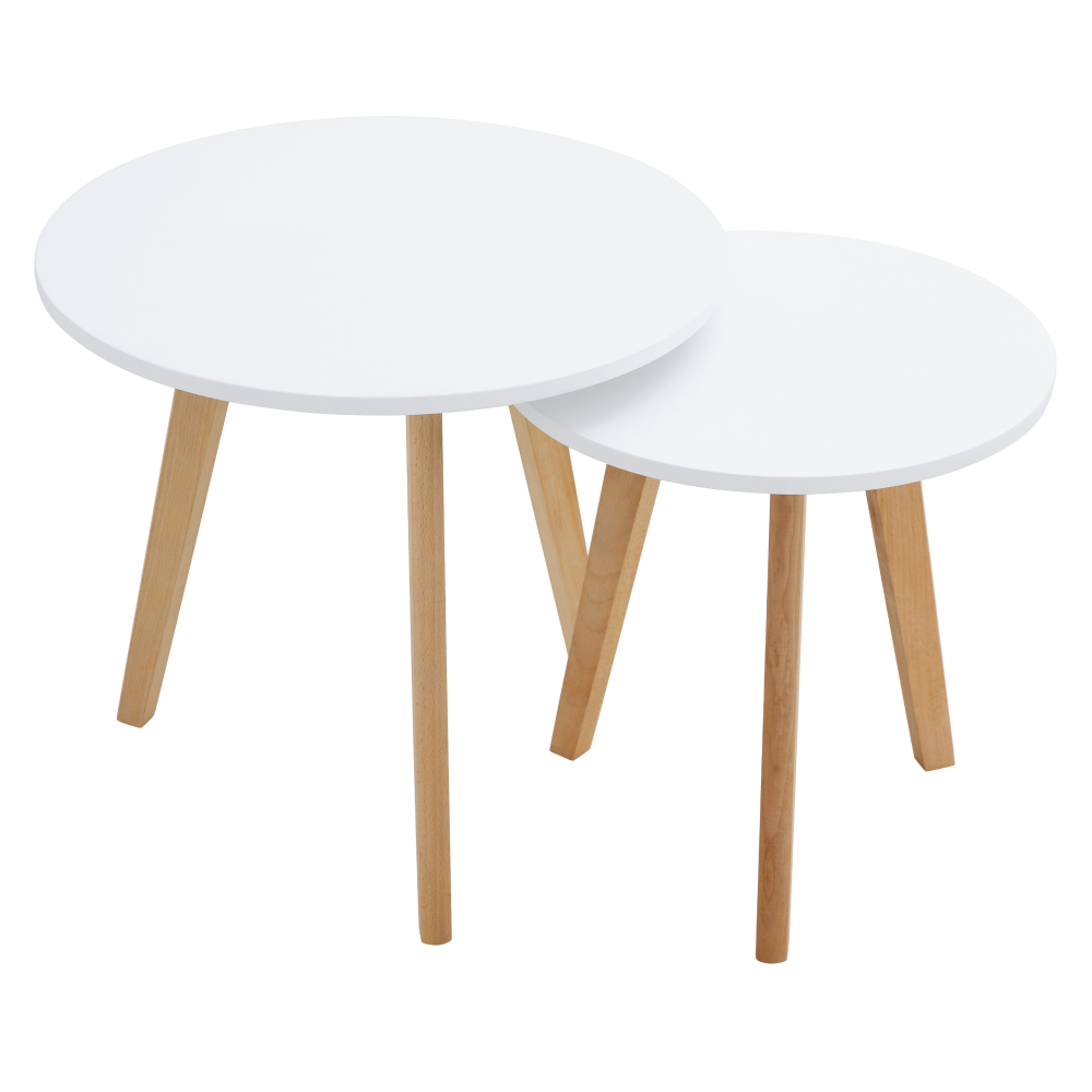 Sada 2 konferenčních stolků, bílá/buk, MALTO 2 NEW
