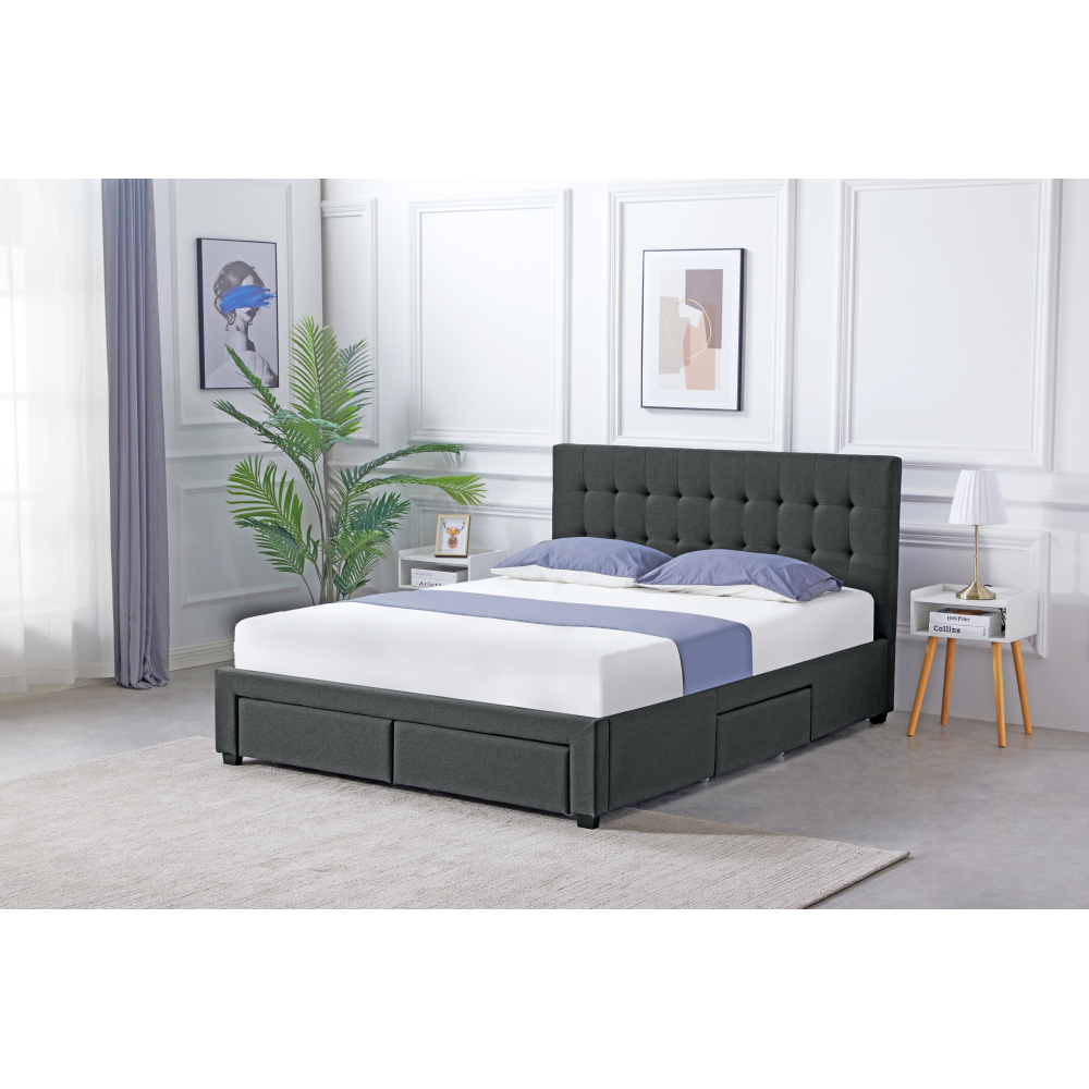 Postel s roštem, 180x200, šedá, MILARA