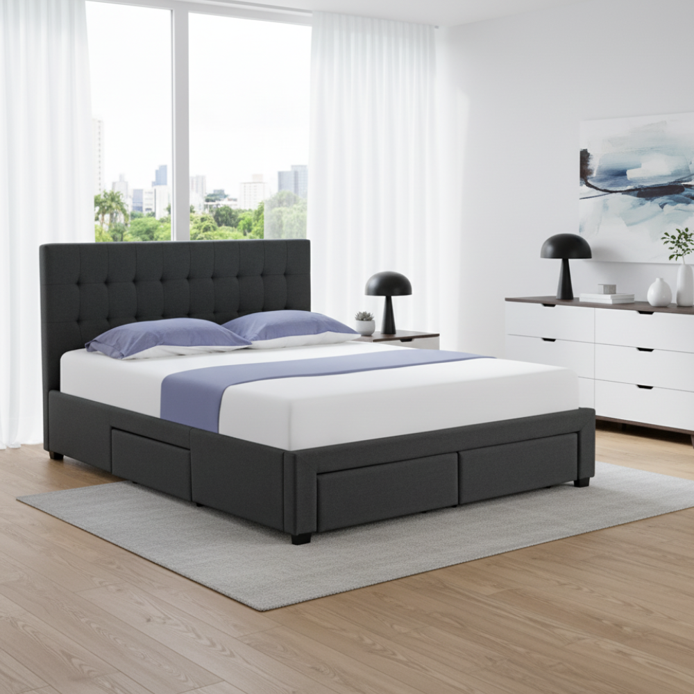 Postel s roštem, 180x200, šedá, MILARA