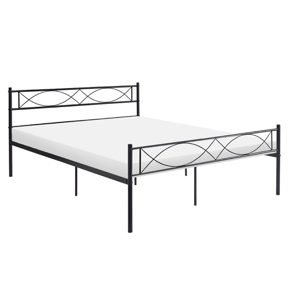 Kovová postel s roštem, 160x200, černá, STELVIA