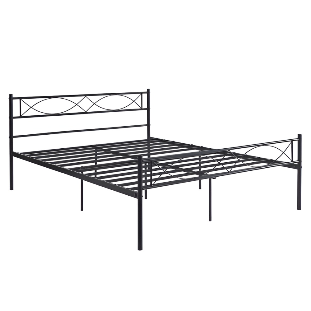 Kovová postel s roštem, 180x200, černá, STELVIA