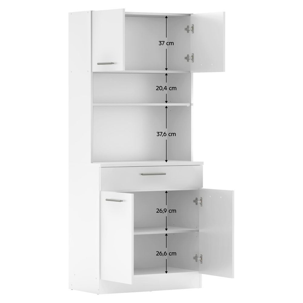 Čtyřdveřový kredenc, bílá, DOMIS NEW