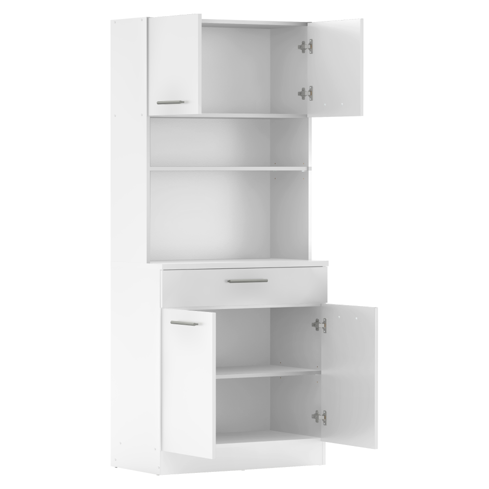 Čtyřdveřový kredenc, bílá, DOMIS NEW