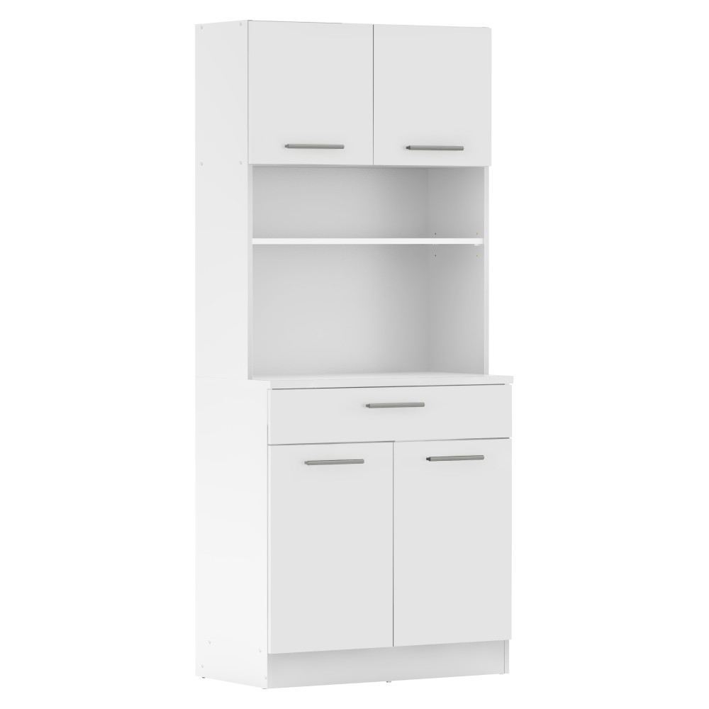 Čtyřdveřový kredenc, bílá, DOMIS NEW