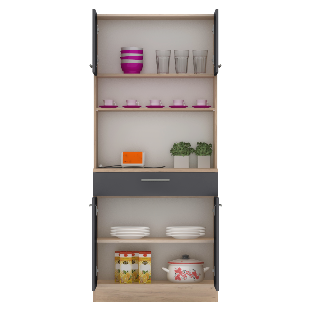 Čtyřdveřový kredenc, dub artisan/grafit, DOMIS NEW