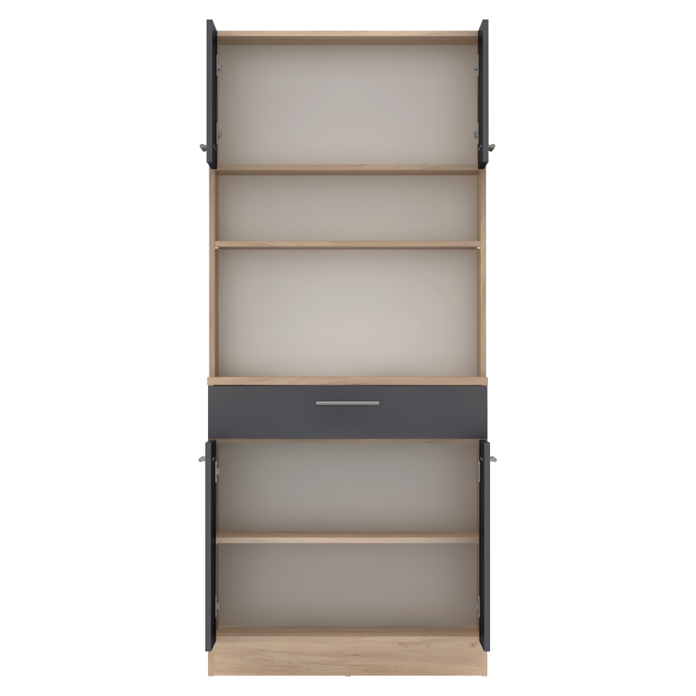 Čtyřdveřový kredenc, dub artisan/grafit, DOMIS NEW